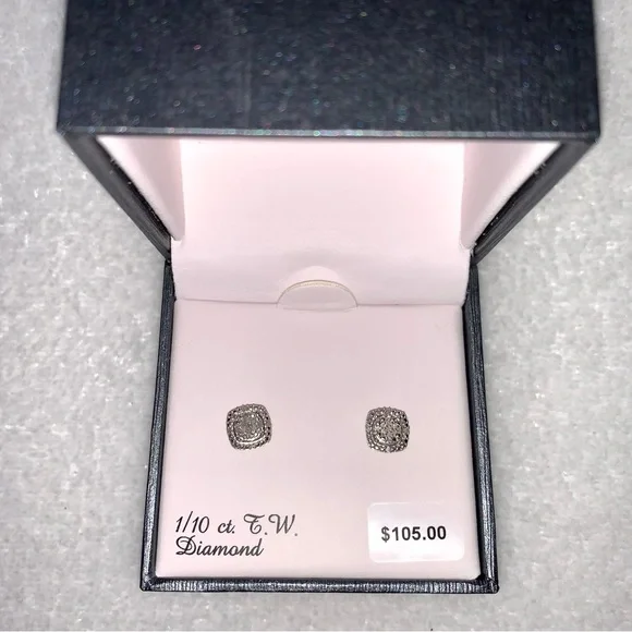 Silver 1/10 CTTW Diamond Earrings - Picture 2 of 5